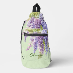 Lila Aquarellblütenwisteria lilac botanisch Crossbody Bag
