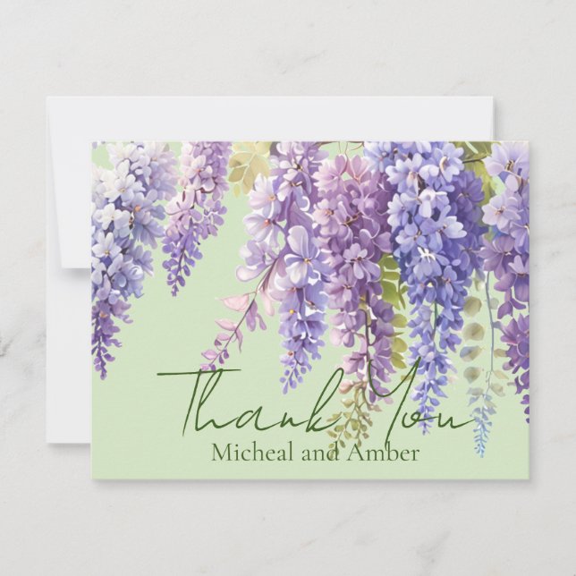 Lila Aquarellblütenwisteria lilac botanisch Dankeskarte (Vorderseite)