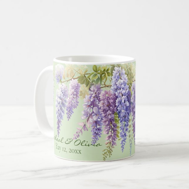 Lila Aquarellblütenwisteria lilac botanisch Kaffeetasse (Vorderseite Links)