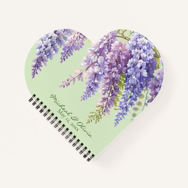 Lila Aquarellblütenwisteria lilac botanisch Notizbuch (Vorderseite)