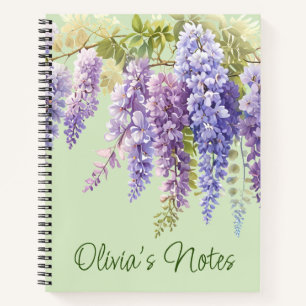 Lila Aquarellblütenwisteria lilac botanisch Notizbuch