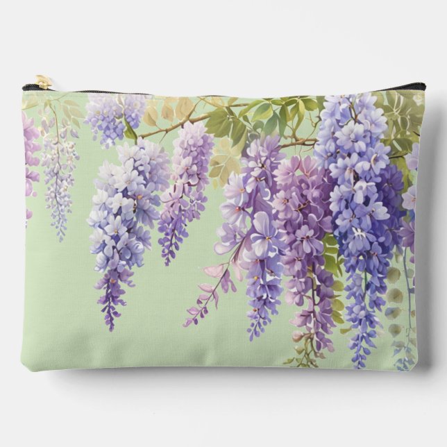 Lila Aquarellblütenwisteria lilac botanisch Zubehörtasche (Vorderseite)