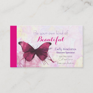 Lila Aquarellbutterfly auf Rosa und Gelb Visitenkarte