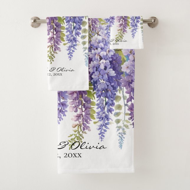 Lila Aquarelleria floral Badhandtuch Set (Insitu)