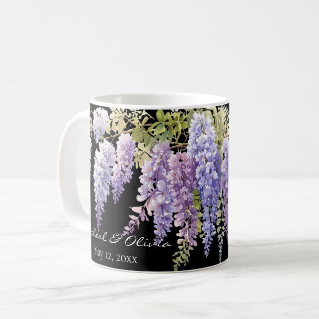 Lila Aquarelleria floral Kaffeetasse (Vorderseite Links)