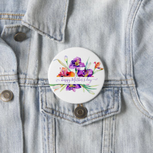 Lila Aquarellfarbe Iris personalisiert Button