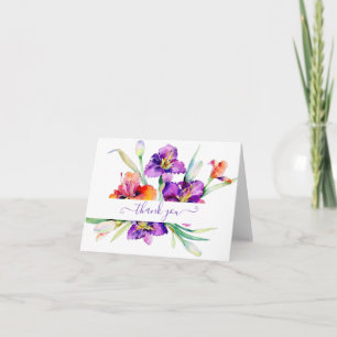 Lila Aquarellfarbe Iris personalisiert Danke Auto Karte