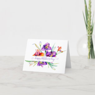 Lila Aquarellfarbe Iris personalisiert Feiertagskarte