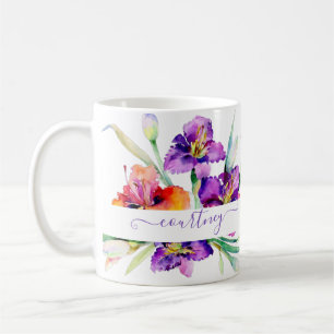 Lila Aquarellfarbe Iris personalisiert Kaffeetasse