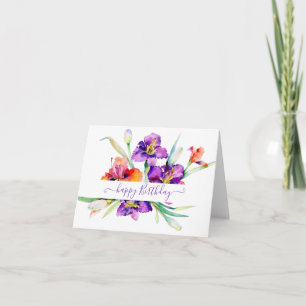 Lila Aquarellfarbe Iris personalisiert Karte