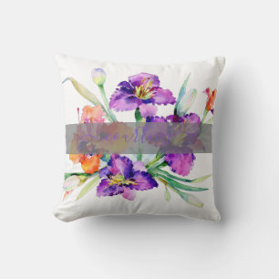 Lila Aquarellfarbe Iris personalisiert Kissen