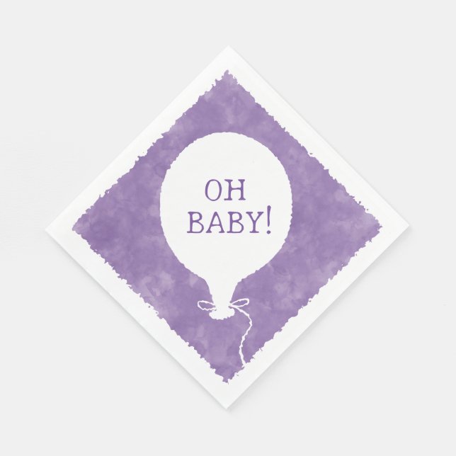 Lila Aquarellfarbe Kinderdusche Oh Baby Serviette (Ecke)