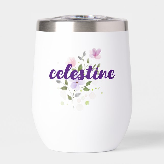 Lila Aquarellfarbe Ländername Blume (Vorderseite)