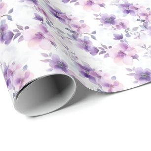 Lila Aquarellfarben-Blume auf Weiß Geschenkpapier