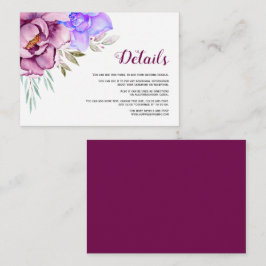 Lila Aquarellfarben-Blume Blumenzettel Begleitkarte