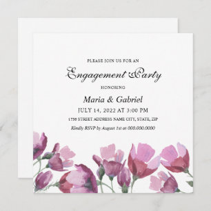 Lila Aquarellfarben-Blume. Flora-Engagement-Partei Einladung