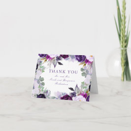 Lila Aquarellfarben-Blume - Hochzeitsdanken Dankeskarte