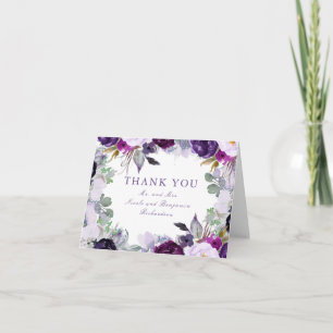 Lila Aquarellfarben-Blume - Hochzeitsdanken Dankeskarte