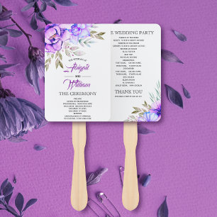 Lila Aquarellfarben Blume Hochzeitsprogramm Handve Fächer