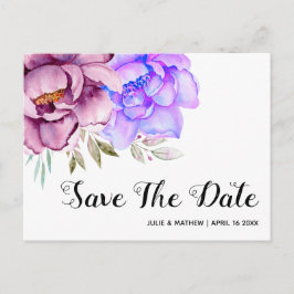 Lila Aquarellfarben-Blume Save the Date blühend Postkarte