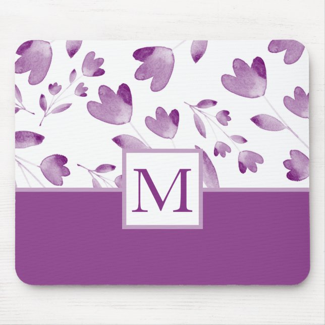 Lila Aquarellfarben-Blume stems Mouse Pad Mousepad (Vorne)