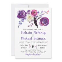 Lila Aquarellfarben Floral Boho Einladungen zur Ho