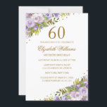 Lila Aquarellfarben Gold 60. Geburtstag Einladung<br><div class="desc">Elegantere Blumeneinladungen im Kleinen Bayleigh Store!</div>