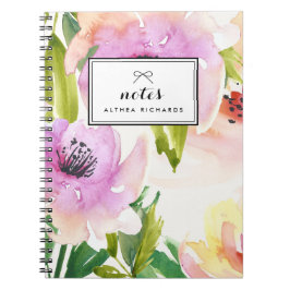 Lila Aquarellfarben Lilies Floral Personalisiert Notizblock