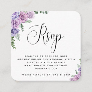 Lila Aquarellfarben-Rose mit QR-Code UAWG Chic Begleitkarte