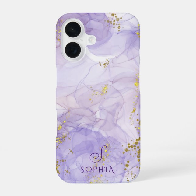 Lila Aquarellfarben-Tinte für Lilac individuell ei iPhone 16 Hülle (Rückseite)