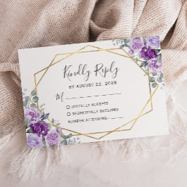 Lila Aquarellgoldrahmen weiß RSVP Karte