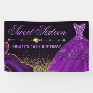 Lila Aquarellkleid Achat Sweet 16 Einladung Banner