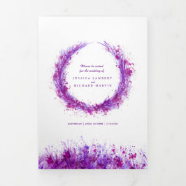 Lila Aquarellmauer Dreifach-gefaltete Programmkarte