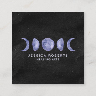 Lila Aquarellmond phasen metaphysische Quadratische Visitenkarte