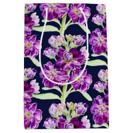 Lila Aquarellmuster Blume Mittlere Geschenktüte