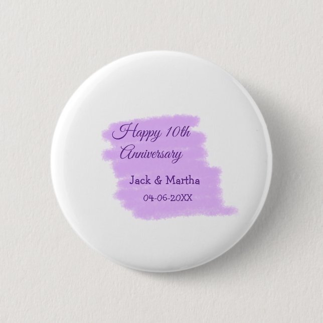 Lila Aquarellplatz, modern 10 Jahre alt Button (Vorderseite)