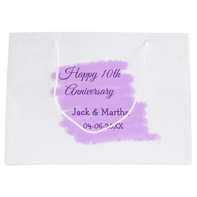 Lila Aquarellplatz, modern 10 Jahre alt Große Geschenktüte (Vorderseite)