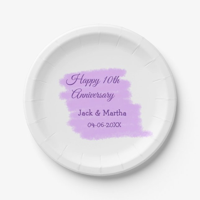 Lila Aquarellplatz, modern 10 Jahre alt Pappteller (Vorderseite)