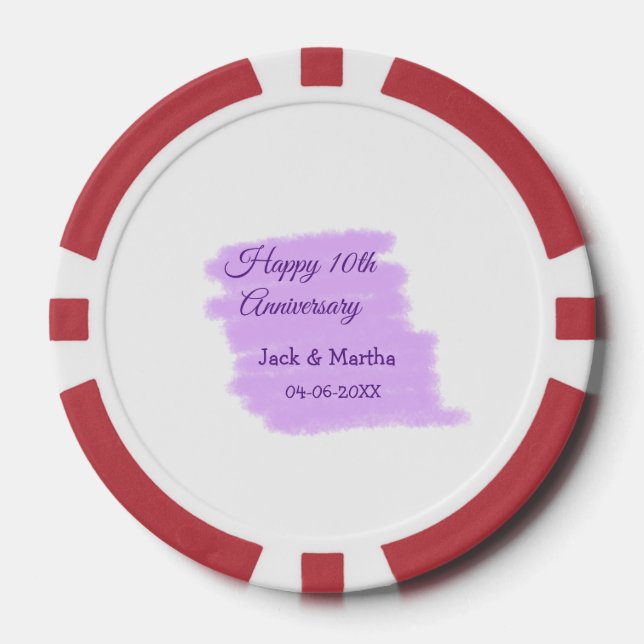 Lila Aquarellplatz, modern 10 Jahre alt Pokerchips (Vorderseite)