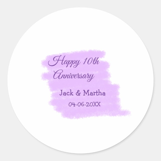 Lila Aquarellplatz, modern 10 Jahre alt Runder Aufkleber (Vorderseite)