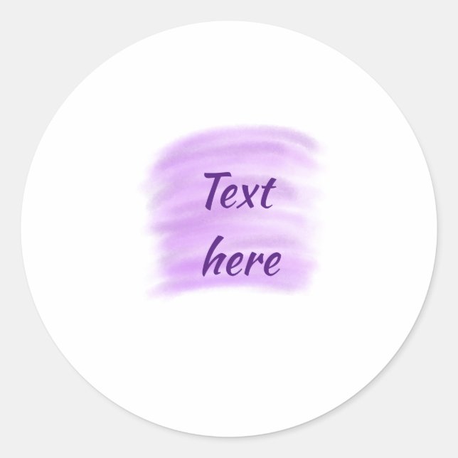 Lila Aquarellprägungen fügen hier benutzerdefinier Runder Aufkleber (Vorderseite)