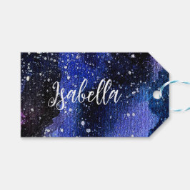 Lila Aquarelluniversum Geschenkanhänger