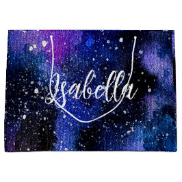 Lila Aquarelluniversum Große Geschenktüte