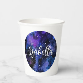 Lila Aquarelluniversum Pappbecher