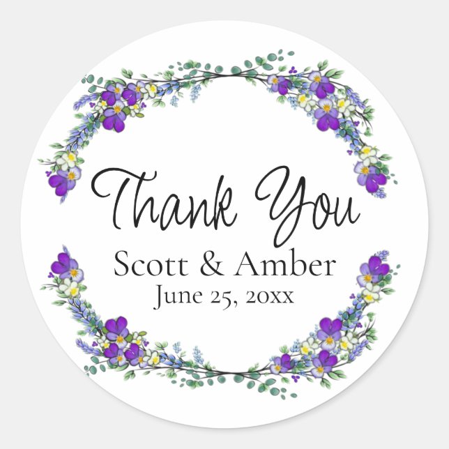 Lila Aquarellviolette Runder Aufkleber (Vorderseite)