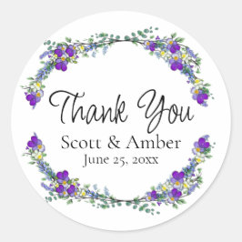 Lila Aquarellviolette Runder Aufkleber