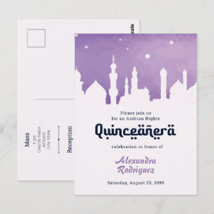 Lila arabische Nächte Wasserfarbe Quinceñera Postkarte