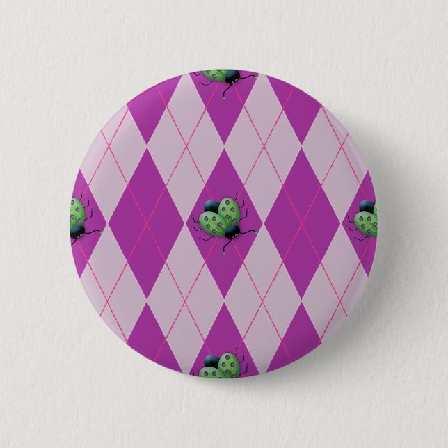 Lila Arglye Marienkäfer Button (Vorderseite)