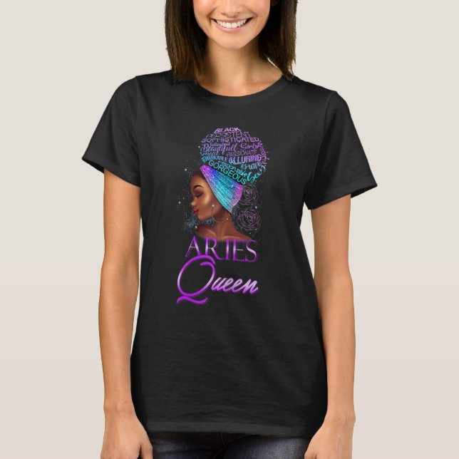 Lila Aries Queen African American April T-Shirt (Vorderseite)