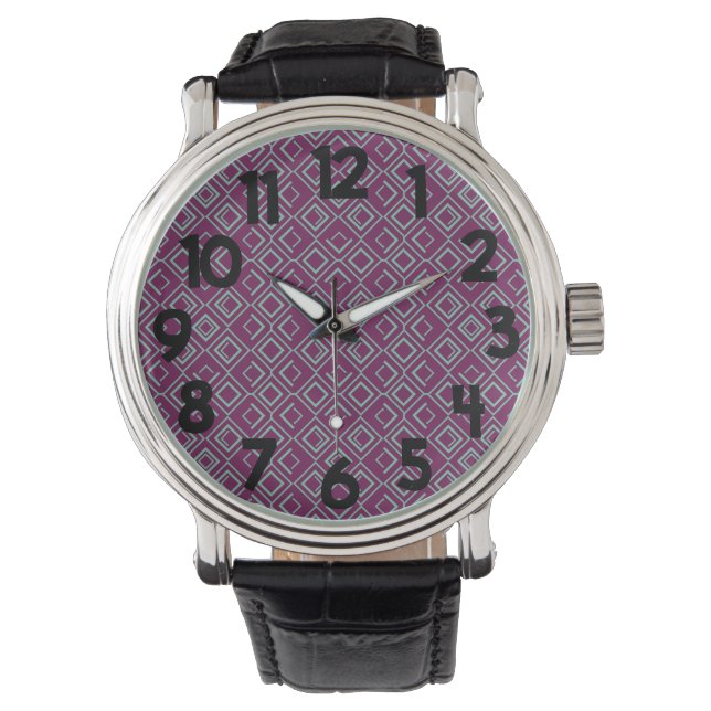 Lila Art Deco Armbanduhr (Vorderseite)